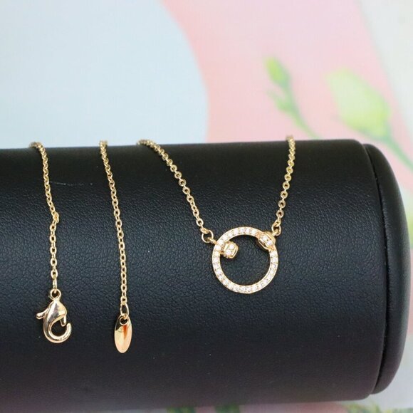 "Elegant Rose Gold Circle Pendant Necklace with Crystal Detailing, XPNL1896 - Picture 8 of 13